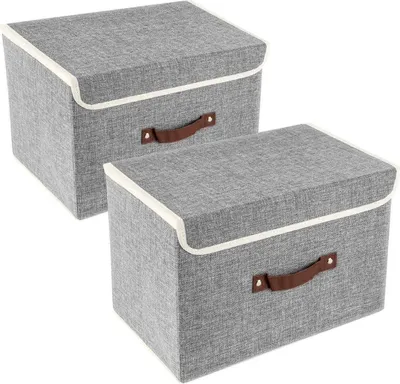 Zdjęcie produktu dla TYEERS Składane pudełko do przechowywania z pokrywą 38x25x25 cm 2-częściowe Szare
