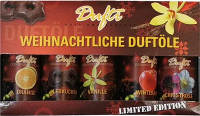 Produktbild von Dufti 100% ätherische Öle für Duftlampe 5 Flaschen à 10ml weihnachtliche Düfte Lufterfrischer, Stückzahl:5x Duftöle