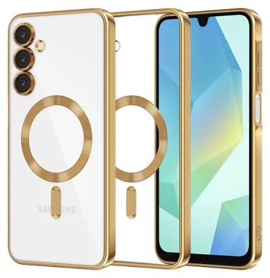 Produktbild von Techsuit Luxury Crystal Back Cover Hülle mit MagSafe für Samsung Galaxy A16 - Transparent/Gold
