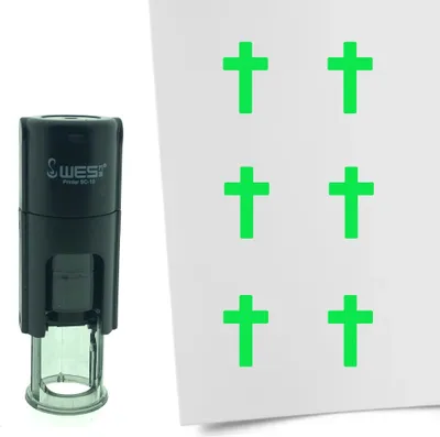 Obrázek produktu pro CombiCraft Razítko Kříž / Křesťanství 10mm kulaté - Zelený inkoust