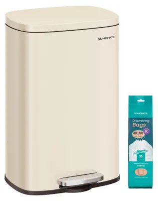 Produktbild von Küchen-Mülleimer - Pedaleimer 50 l - Rechteckig - Fußpedal - Soft-Close Deckel - Kunststoff - Beige