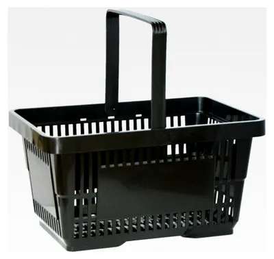 Produktbild von Einkaufskorb Tragekorb Handelskorb Handkorb 22L Kunststoffkorb mit Griff 30kg (Schwarz)
