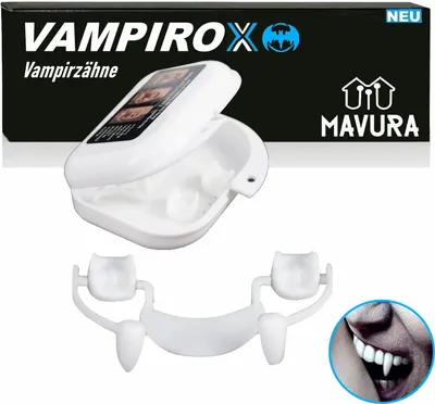 Produktbild von VAMPIROX Zatahovací upíří zuby Halloween zuby Halloween zubní protézy automatické zuby
