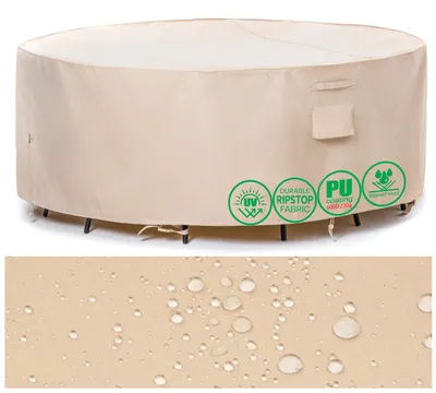 Imagen del producto de Elzusha - Funda impermeable para muebles de jardín redondos, de 158 x 70 cm, para una protección óptima