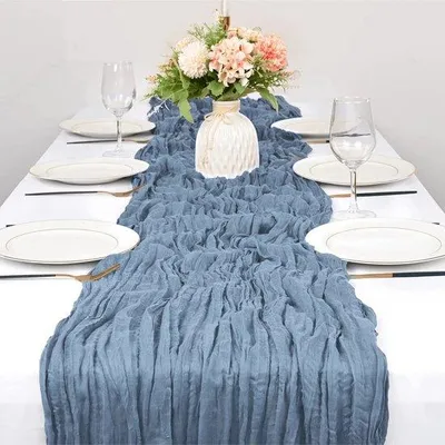 Productafbeelding van PolkaHome® 1 stuk blauw Kaasdoeken Tafelloper – Katoenen Kaas Doek Tafelkleed – Tafellopers Textiel & Tafelzeil 90x160 cm – Tafel Loper