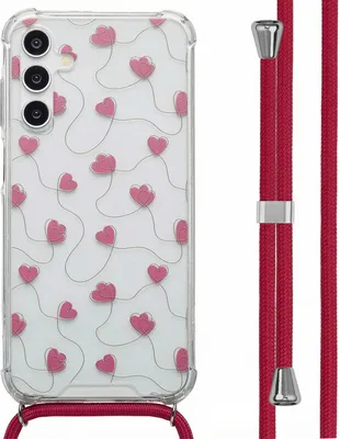 Productafbeelding van imoshion Design hoesje met koord voor de Samsung Galaxy A15 (5G) - Dusty Rose Connected Hearts