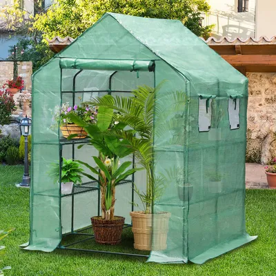 Image de Serre en film plastique pour tomates 143x143x195 cm Serre,Vert réutilisable
