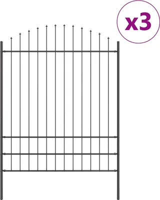 Obrázek produktu pro Zahradní plot 3 pcs Šedá 170 x 225 cm Práškově lakovaná ocel