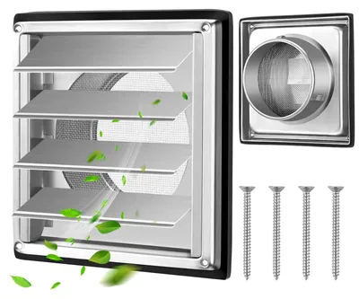 Immagine prodotto di Griglia di ventilazione da 150 mm con protezione anti-insetti e lamelle mobili