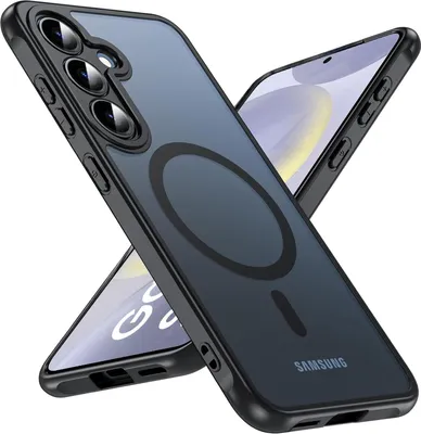 Image de Étui magnétique pour Samsung Galaxy S24 Étui Magsafe Étui de protection antichoc Cadre TPU fort anneau magnétique, Noir