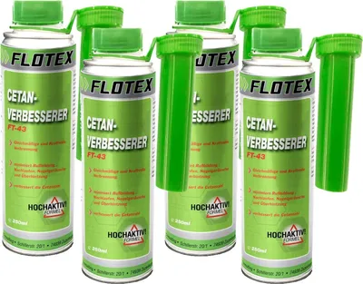 Produktbild von Flotex Cetan Verbesserer, 4 x 250ml Diesel Additiv Booster für Dieselmotoren