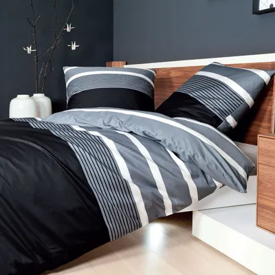 Produktbild von Janine  Mako-Satin Bettwäsche J. D. 8468 135x200+80x80cm Farbe schwarz-silber