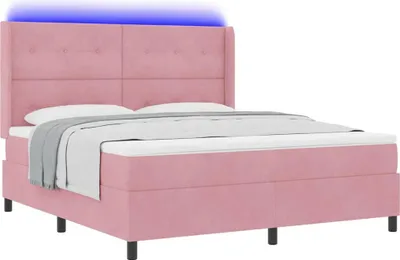 Immagine prodotto di Letto a molle con materasso con led Rosa 180 x 200 cm Velluto