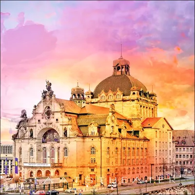 Produktbild von Glasbild Nürnberg Theater orange GLA2990 50x50 cm