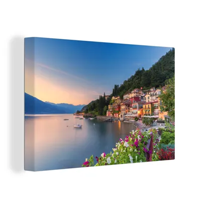 Produktbild von OneMillionCanvasses® - Leinwandbilder - 150x100 cm, Italien - Sonnenuntergang - See, Wandbilder Kunstdruck Wanddekoration