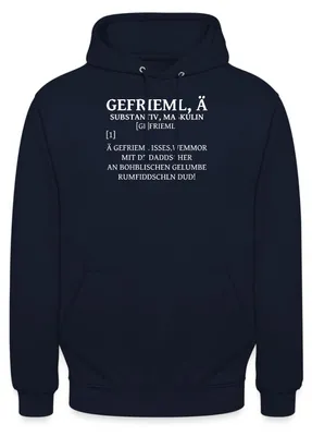 Produktbild von Spreadshirt Gefrieml Ä Bayrisch Wörterbuch Uni Hoodie, XL, Navy