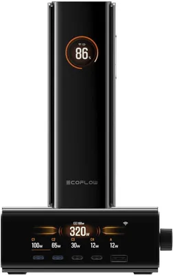 Produktbild von EcoFlow Rapid Pro Powerbank 27650 mAh mit 320W Max. Ladestation, 4-Anschluss tragbares Ladegerät mit 140W-Kabel & GaN Ladestation