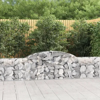 Produktbild von 2 Gabionen mit Hochbogen für Blumentöpfe und Pflanzgefäße, 300 x 30 x 60/80 cm, aus verzinktem Eisen