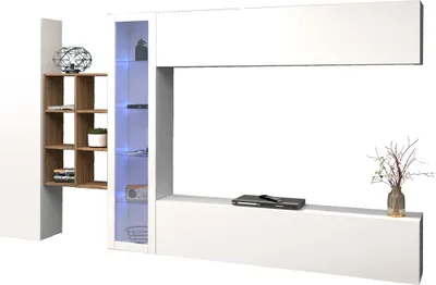 Produktbild von Wohnwand >Benevent< (5-teilig) in Weiß Hochglanz - 320x180x30 (BxHxT)
