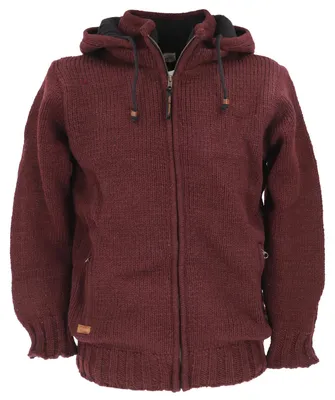 Produktbild von Uni Strickjacke, Wolljacke, Nepaljacke mit Fleecefutter - Rotbraun, Herren, Wolle, Größe: L