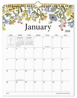 Immagine prodotto di Calendario da parete, design floreale, 18 mesi, 30,5 x 38,1 cm, ideale per la pianificazione