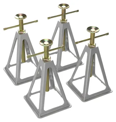 Produktbild von Wiltec 4x Aluminium Stützböcke für Wohnwagen und Anhänger, 160 x 160 x 280 mm, Stützbock höhenverstellbar 28-43 cm, Unterstellbock