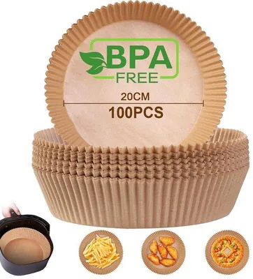 Obrázek produktu pro Papír na pečení do horkovzdušné fritézy, 20 cm, 100 kusů, bez BPA, voděodolný, odolný proti oleji