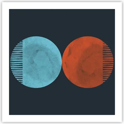 Produktbild von Poster - Poster ohne Rahmen - Abstraktion Blau Rot - 60x60 cm - Wand Bild - Wanddeko - Wandbilder - Kunstposter - Wandposter - Bilder - Kunstdruck - Wanddekoration - Wandbild - P2XAC60x60-4720