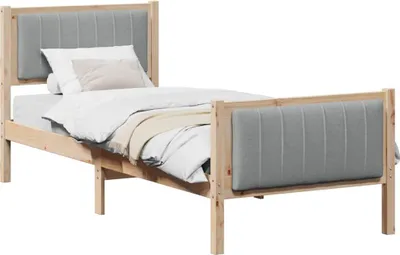 Produktbild von Bettgestell Braun und hellgrau 80 x 200 cm Massivholz Kiefer