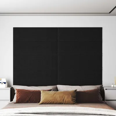 Image de Tête de lit murale 12 pcs Noir 90 x 30 cm tissu