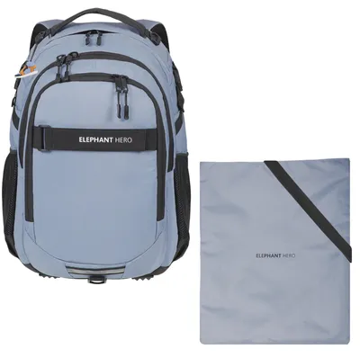 Produktbild von Schulrucksack Schule 2 Teile Set Elephant Hero Signature Schulmappe Ranzen Rucksack mit Sportbeutel 13205 Solid Grau Arctic +rt