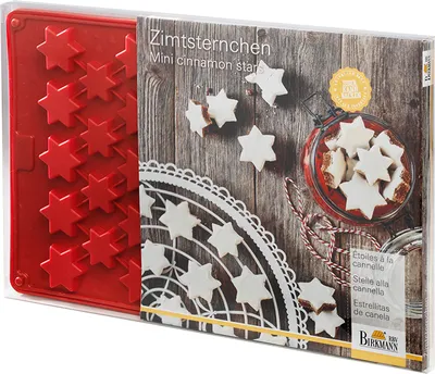 Produktbild von IRKMANN Zimtsterne Backmatte, L 38 x B 21cm, für 36 Zimtsterne, Silikonbackform, BPA-frei, inkl. Rez
