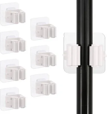 Produktbild von 8-teilig selbstklebender, nicht-bohrer, antislip Bürsten- und Besenhalter, Wandmontage, Clip und Besenhalter für Haus, Garten, Garage, Lager