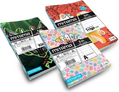 Produktbild von Notizbuch "Fantasiefarben", A4+, liniert, 36+2 Blatt, gemischte Motive, 3St., MITAMA 62292