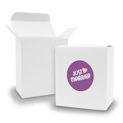 Produktbild von SET JustMarried (Motiv43) 24x Faltschachtel Quader weiß  + Sticker