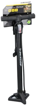 Image de Pompe à vélo Dunlop 12Bar - Pompe à vélo pour valve Dunlop, Schrader et française - Pompe à pied avec adaptateur pour jouets aquatiques et balles - Pneus de scooter et de voiture - 67,5 x 22,1 cm