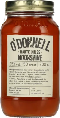 A bottle of O'Donnell Moonshine Harte Nuss.