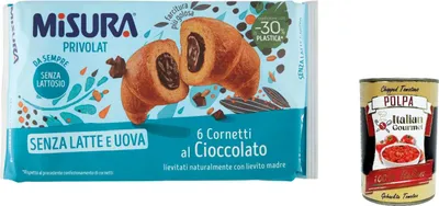 Produktbild von 12x Misura Privolat Cornetti Cioccolato Privolat Schokolade Croissants, ohne Milch und Eier, Reichhaltiger an Füllung, 298 g + Italian Gourmet polpa 400g