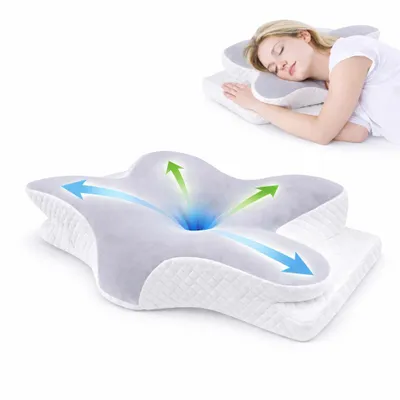 Produktbild von Ergonomisches Nackenkissen Memory Foam l Orthopädisches Kissen gegen Nacken- & Rückenschmerzen Schlaf- Relaxkissen Kopfkissen gegen YaLiva_Decor®