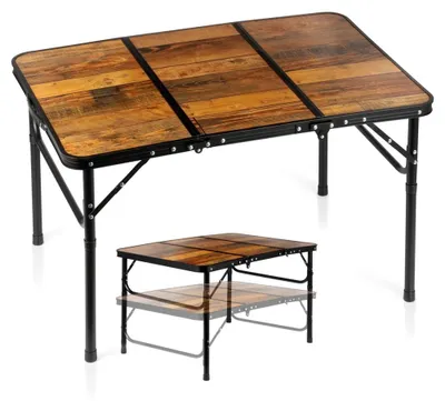 Produktbild von Vilde | Campingtisch Höhenverstellbar - 90x60 cm - 2in1 Koffertisch in Holzoptik