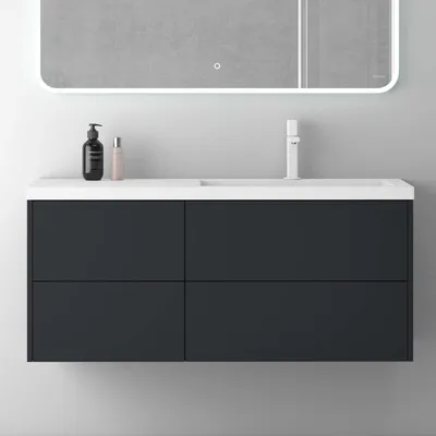Produktbild von Mai & Mai Badmöbelset 120cm Waschbeckenunterschrank Waschtisch mit Unterschrank Anthrazit matt 4 Soft-Close Schubladen Badezimmermöbel Moment