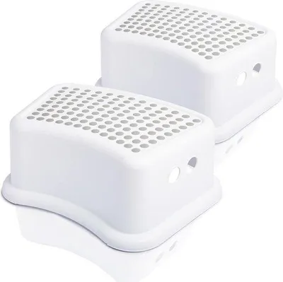 Productafbeelding van Famanu kinderopstapje tot 60 kg - antislip oppervlak - 14 cm hoog - grijs/wit - 2 stuks