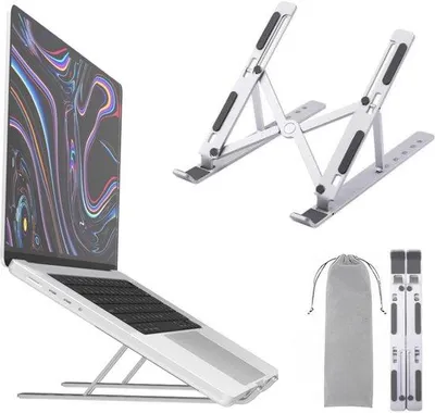 Produktbild von Famanu Laptopständer verstellbar aus Aluminium kompatibel mit 9-16 Zoll Laptops und Tablets silber