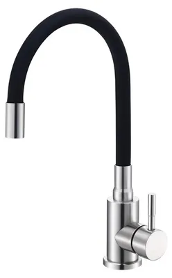 Küchenarmatur Edelstahl, 360° drehbar, schwarz, Einhebelmischer