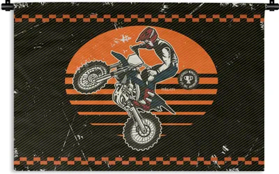 Produktbild von MuchoWow® Wandteppich Wandbehang Motorrad - Oldtimer - Design 120x80 cm Tapisserie Dekoration Wandtuch - Wanddekorationen - Wandtücher