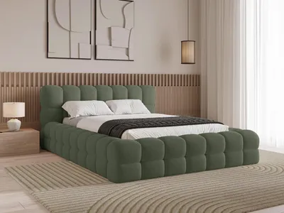 Produktbild von Chilly Möbel Design Polsterbett Verona 140x200 cm Bouclé Schwarz – Doppelbett mit Stauraum, Metallrahmen & Bettkasten | Quelle 100