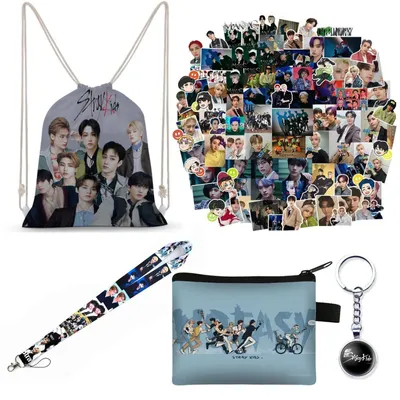 Produktbild von Stray Kids Fanartikel Set: Rucksack, 100 Aufkleber, Lanyard, Schlüsselanhänger, Mini-Geldbörse