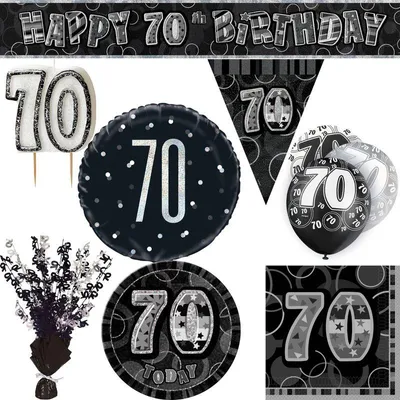 Produktbild von 70. Geburtstag Geburtstagsdeko Partyset Mann Frau Party Deko Set Geburtstag schwarz silber