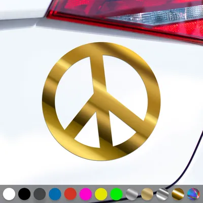 Produktbild von PantherPixel Peace Aufkleber Symbol Frieden Zeichen Love Sticker Auto Geschenkidee Farbe Chrom-Gold