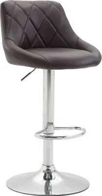 Immagine prodotto di Elegante sgabello da bar - sgabello - rivestimento in Pelle finta, girevole a 360°, regolabile in altezza | colore: marrone | colore base: cromo